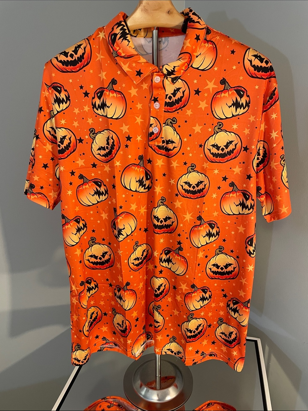 Men’s Halloween Pumpkin Costume Hawaiian Shirt - Orange nwt